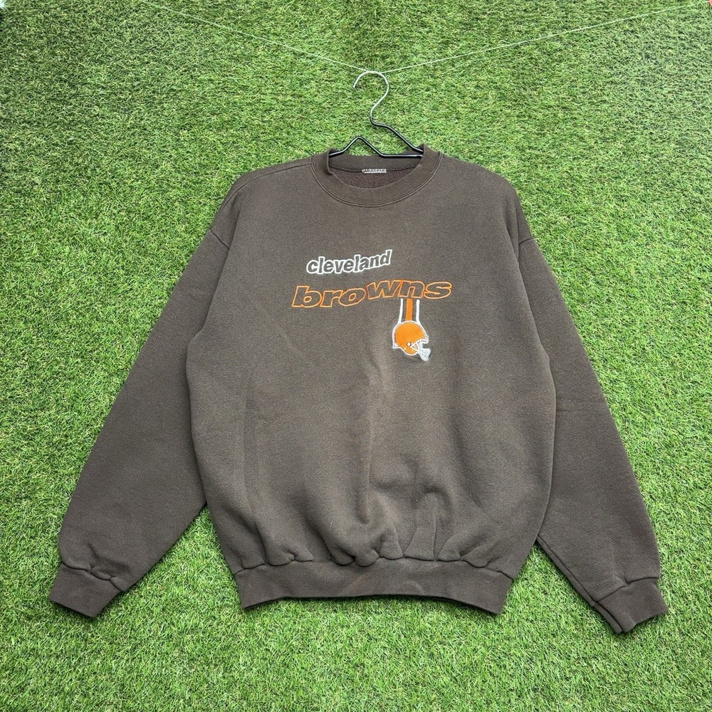Cleveland Browns Sweatshirt Mens Medium Brown Vintage Y2K embroidered Crewneck